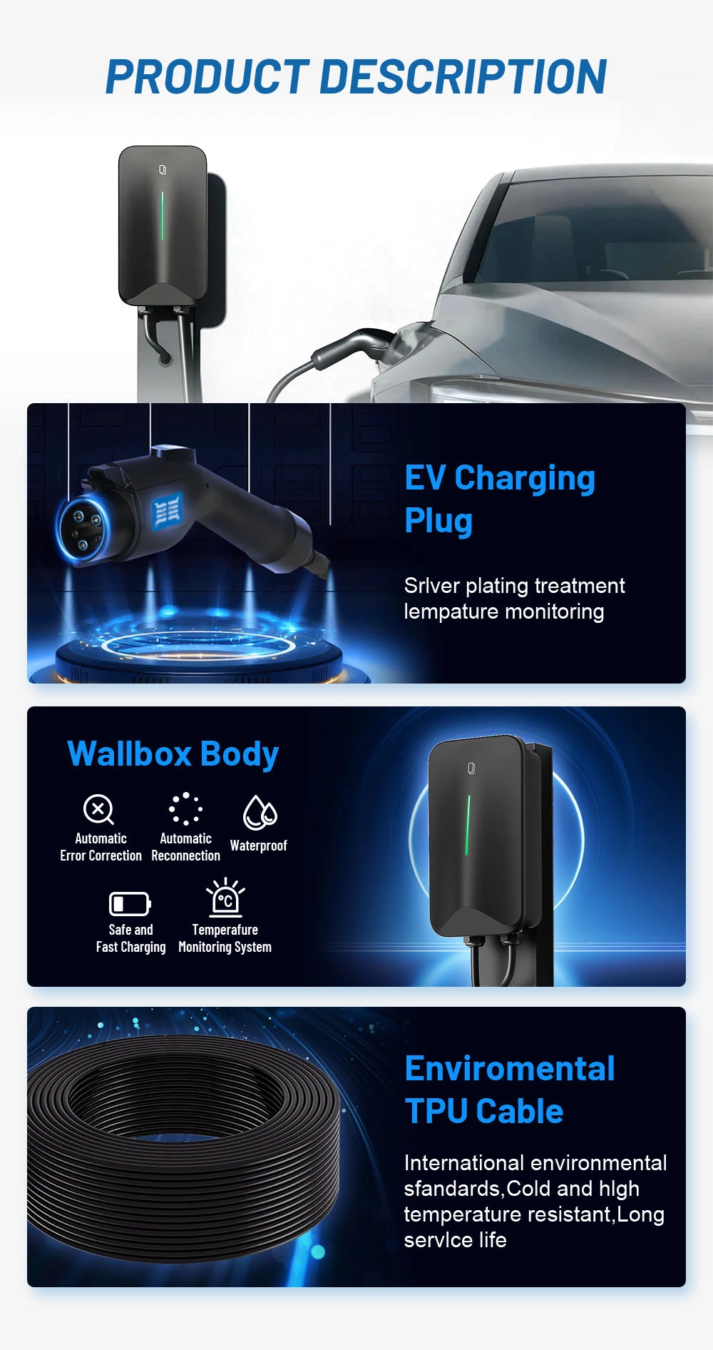Vela Series 7kW 11kW 22kW Home AC Wallbox (Type 2) Product Details-Black (2)